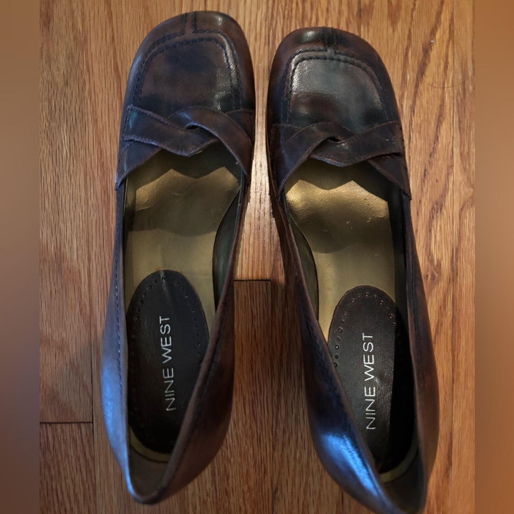 Nine West Dark Brown Leather Loafers